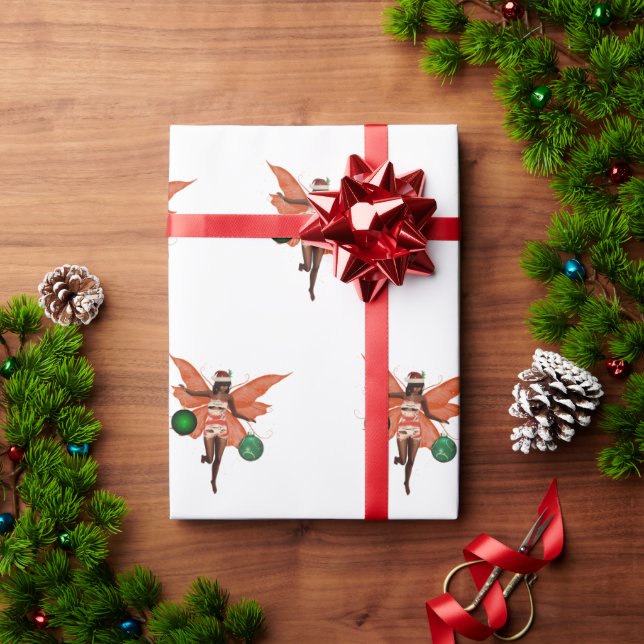 Presente Papel de embrulhamento de fadas de Natal afro-amer (Presente de Natal)