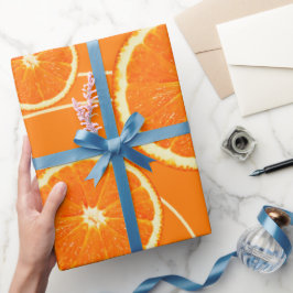 Presente Papel de embrulhamento de fatias de laranja