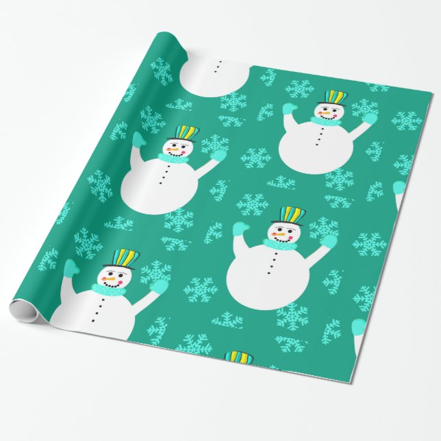 Presente Papel de embrulhamento de Feliz ano novo Snowman (Desenrolado)