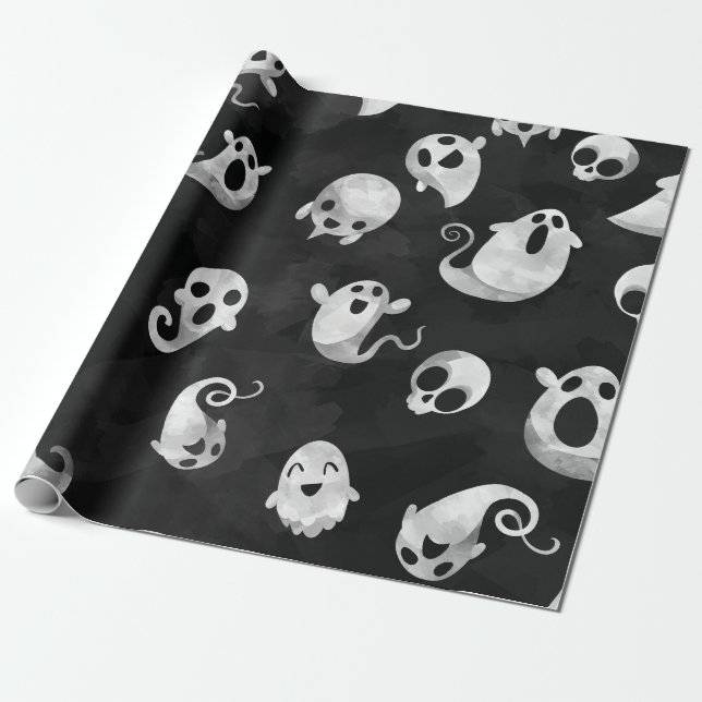 Presente Papel de embrulhamento de festas de fantasmas fant (Desenrolado)
