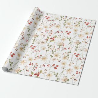 Presente Papel de embrulhamento de flores silvestres de aqu