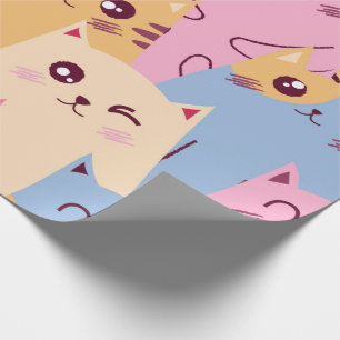 Presente Papel de embrulhamento de gatos colorido