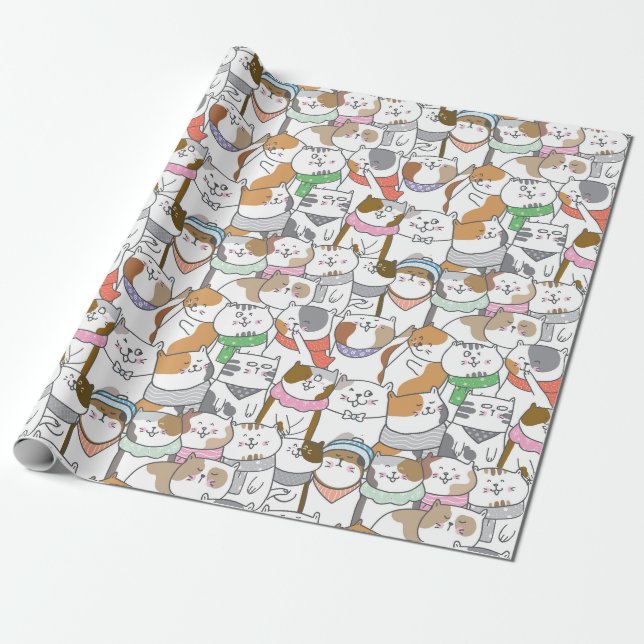 Presente Papel de embrulhamento de gatos-de-corte (Desenrolado)