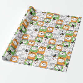 Presente Papel de embrulhamento de gatos do Halloween