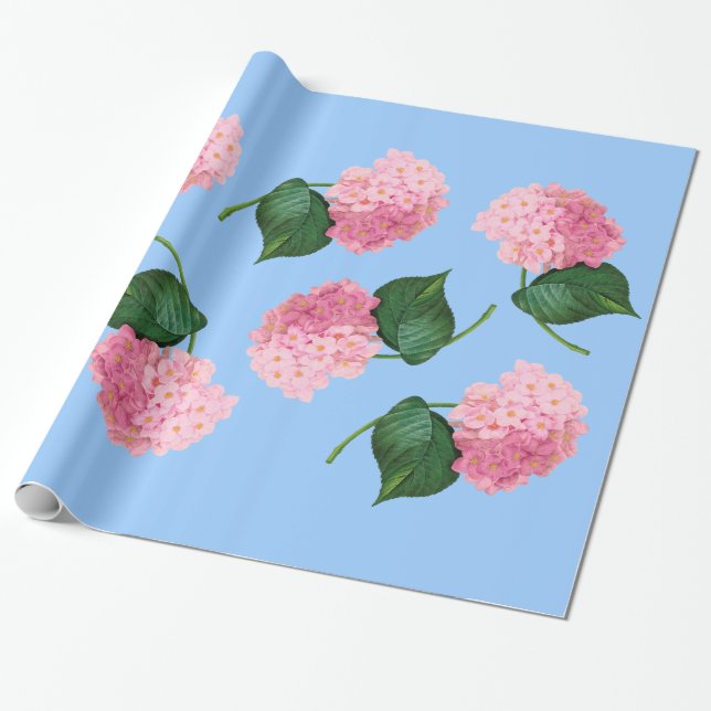 Presente Papel de embrulhamento de Hydrangea, rosa, (Desenrolado)