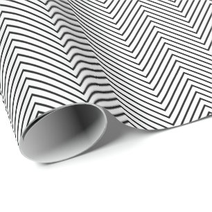 Presente Papel de embrulhamento de linha chevron - Preto em