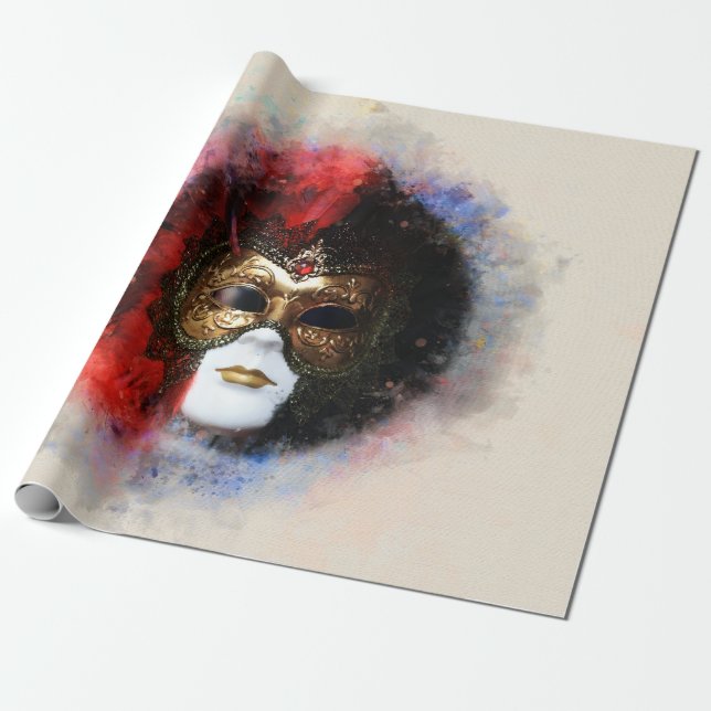 Presente Papel de embrulhamento de máscara de carnaval vene (Desenrolado)
