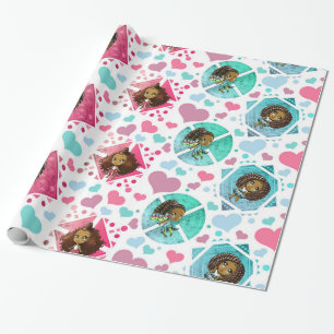 Presente Papel de embrulhamento de meninas chibi africanas 