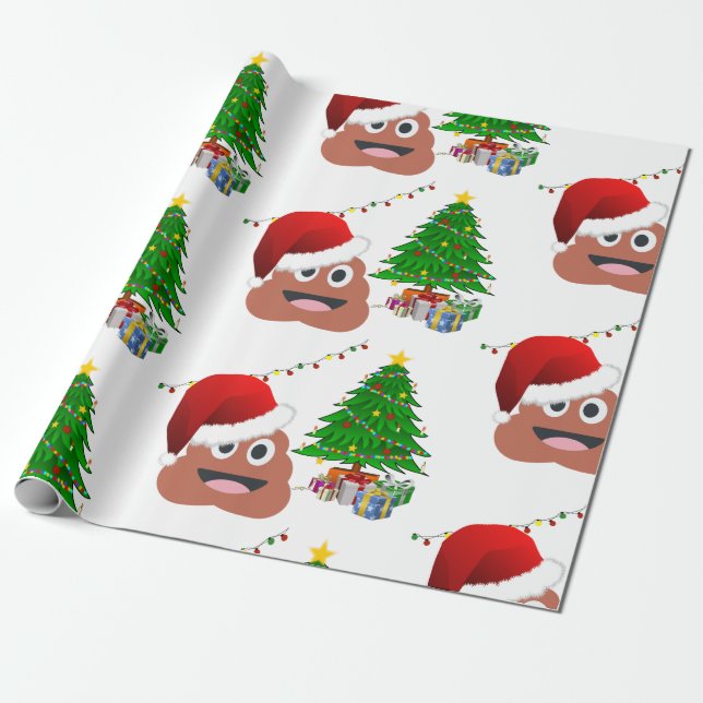 Presente papel de embrulhamento de Natal feio poo (Desenrolado)