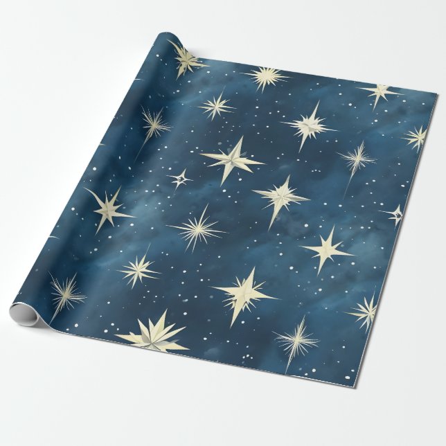 Presente Papel de embrulhamento de natal Starry Night (Desenrolado)