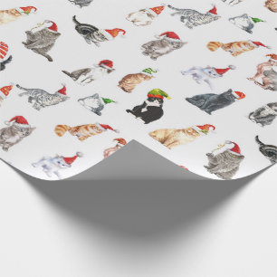 Presente Papel de embrulhamento de padrão de gatos de Natal