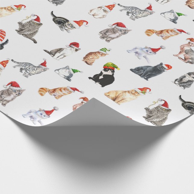 Presente Papel de embrulhamento de padrão de gatos de Natal (Ponta)