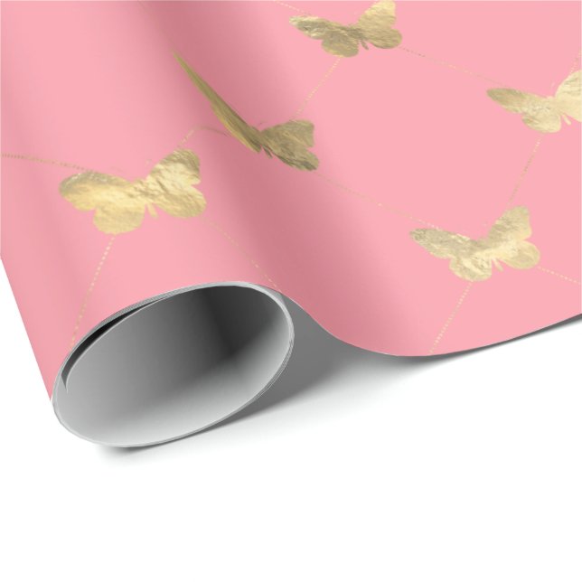 Presente Papel de embrulhamento de padrão Dourado de borbol (Ponta do rolo)