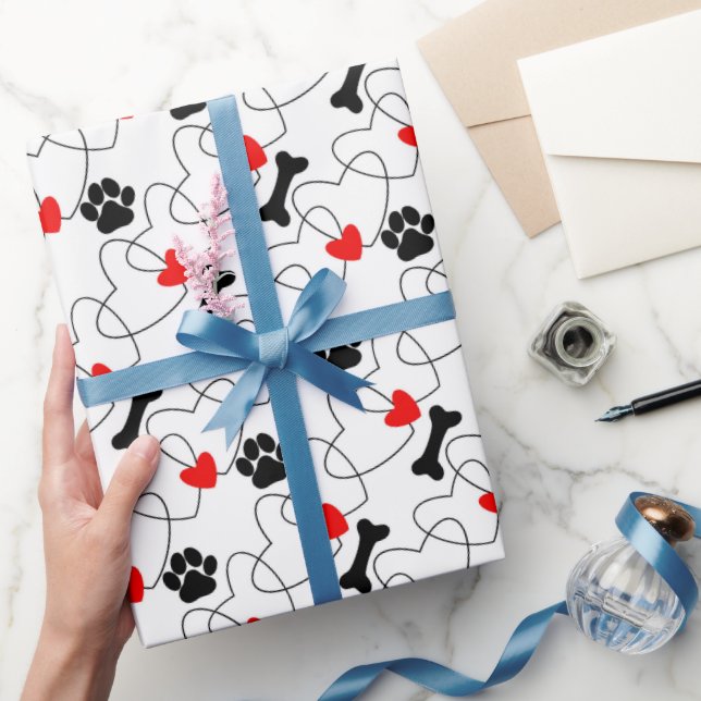 Presente Papel de embrulhamento de padrões de amor de puppy (Presentear)
