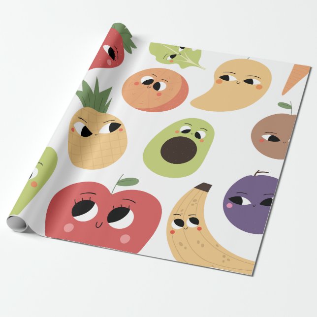 Presente Papel de embrulhamento de padrões do fruta (Desenrolado)