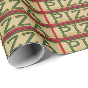 Presente Papel de embrulhamento de palavras de pizza