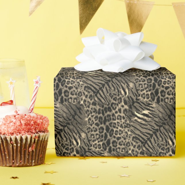 Presente Papel de embrulhamento de pele de tigre-leopardo (Festa de aniversário)