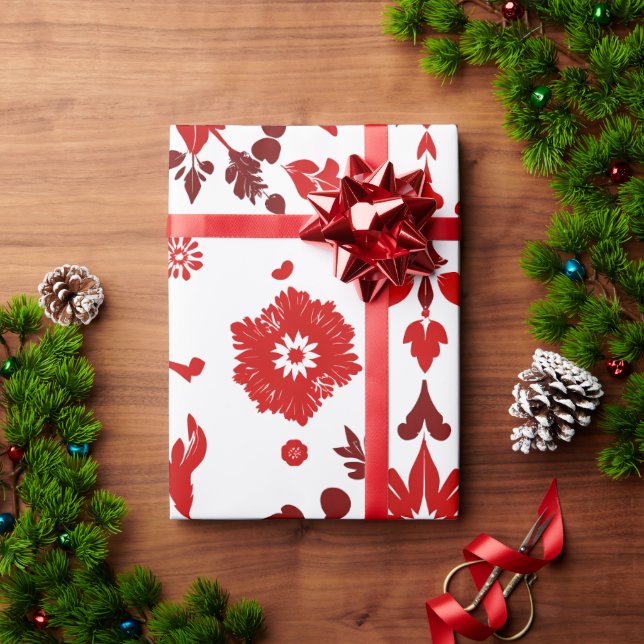 Presente Papel de embrulhamento de simetria de vermelhos el (Presente de Natal)