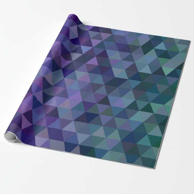Presente papel de embrulhamento de triângulos azuis roxos (Desenrolado)