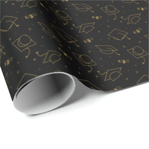 Presente Papel de embrulhamento do Boné de formatura preto