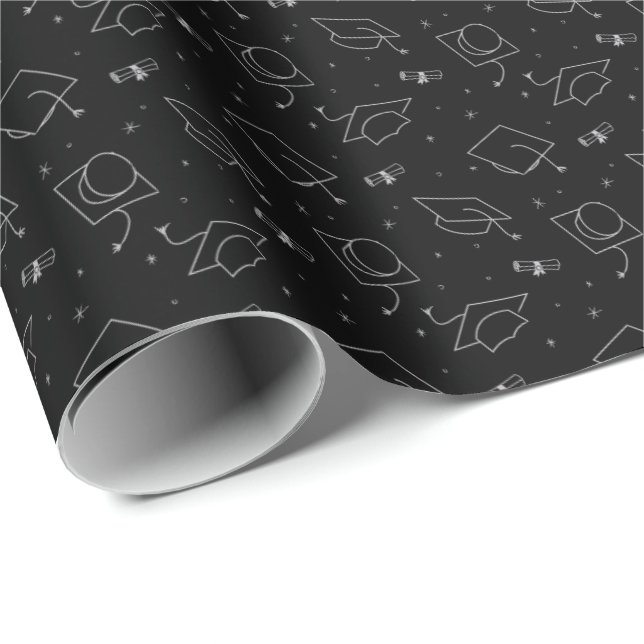Presente Papel de embrulhamento do Boné de formatura preto  (Ponta do rolo)