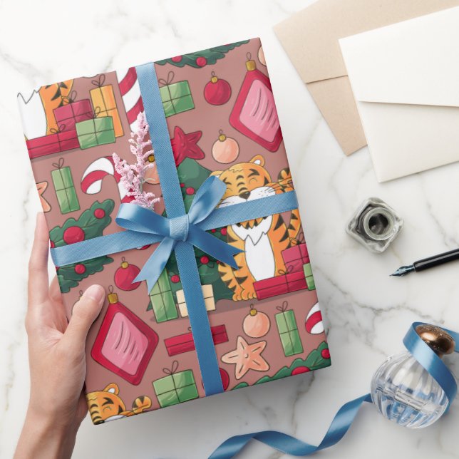 Presente Papel de embrulhamento do padrão do tema natalino (Presentear)