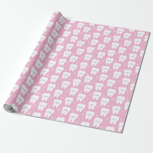 Presente Papel de embrulhamento do primeiro dente rosa