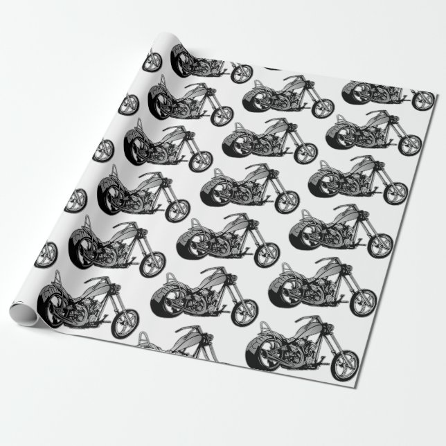 Presente Papel de embrulhamento do tema de motocicletas pre (Desenrolado)