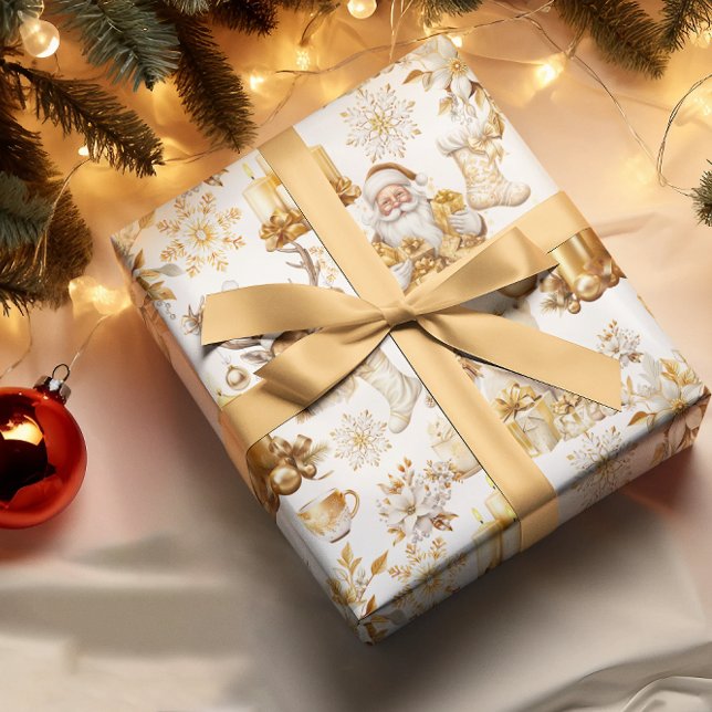 Presente Papel de embrulhamento dos símbolos de Natal Doura (Criador carregado)