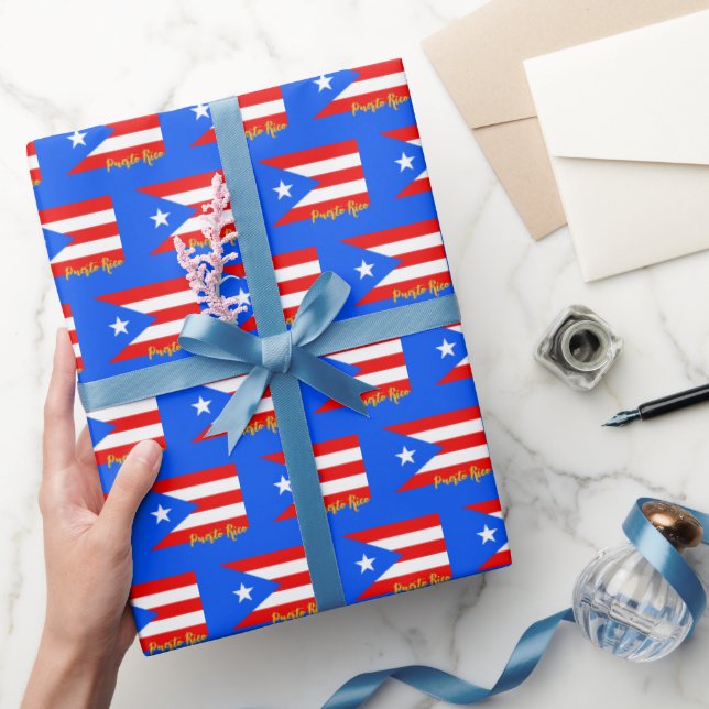 Presente Papel de embrulhamento em Porto Rico, Azul, Bandei (Presentear)