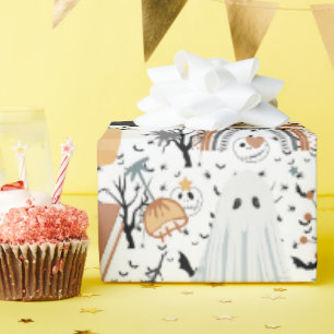 Presente papel de embrulhamento fantasma do Halloween