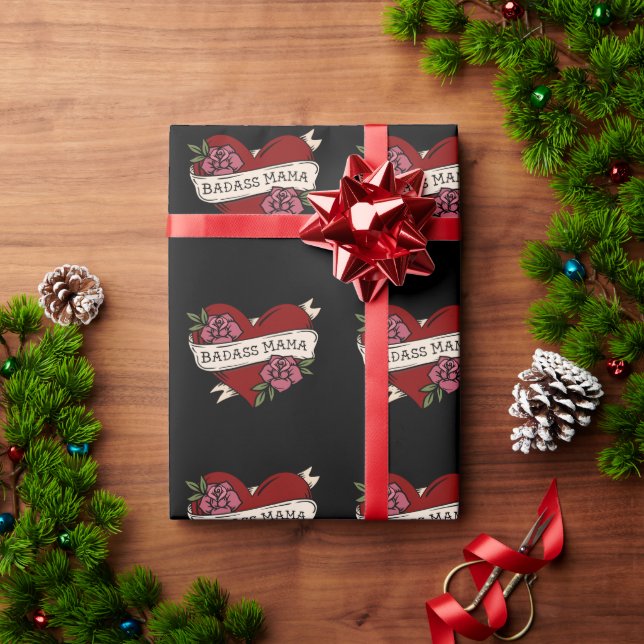 Presente Papel de embrulhamento Flash da Badass Mama Tattoo (Presente de Natal)