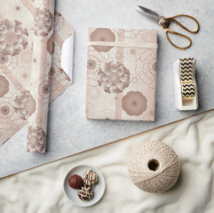 Presente Papel de embrulhamento floral monocromático Mocha