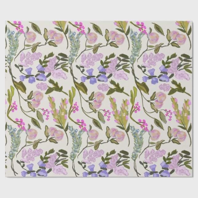 Presente Papel de embrulhamento Floral Summer Peach (Aberto)