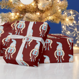 Presente Papel de embrulhamento Gnomo de Natal escandinavo