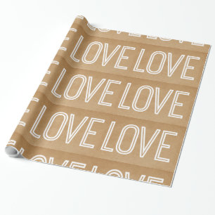 Presente Papel de embrulhamento Kraft Love, Tan
