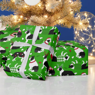 Presente Papel de embrulhamento na borda do Natal Collie