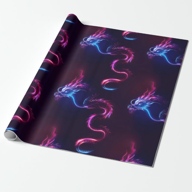 Presente Papel de embrulhamento Neon Dragon (Desenrolado)