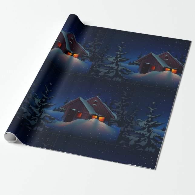 Presente Papel de embrulhamento noturno Snowy Winter (Desenrolado)