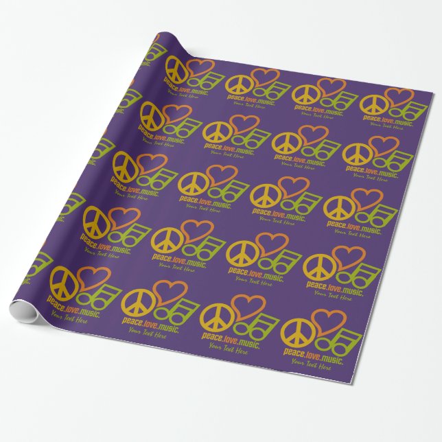 Presente Papel de embrulhamento personalizado da Peace Love (Desenrolado)