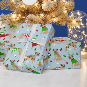 Presente Papel de embrulhamento Terrier na borda do Natal