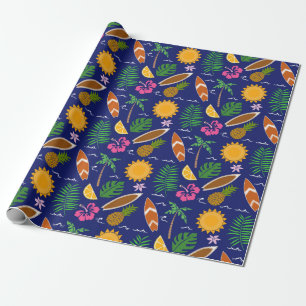 Presente Papel de embrulhamento tropical de verão