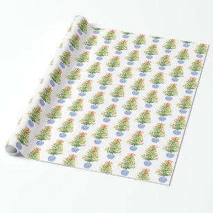 Presente Papel de embrulho: Árvores de Natal de Ginger Azul