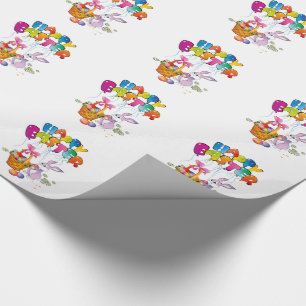 Presente Papel de embrulho/coelho da páscoa com a cesta co