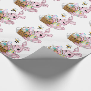 Presente Papel de embrulho/coelho da páscoa com a cesta co