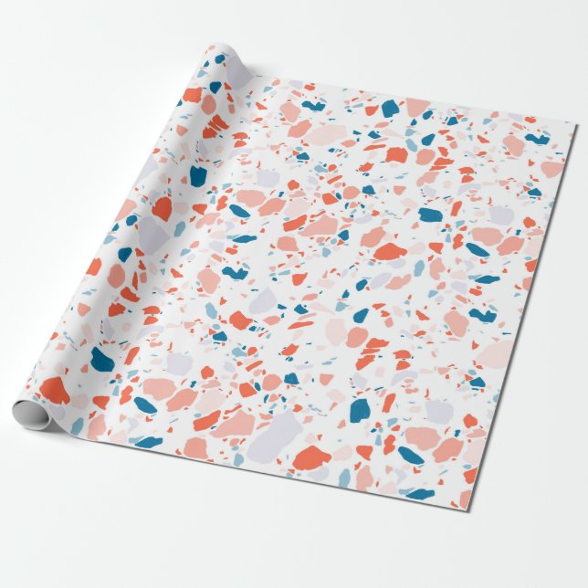 Presente Papel de embrulho, cor-de-rosa e azul, feito à mão (Desenrolado)