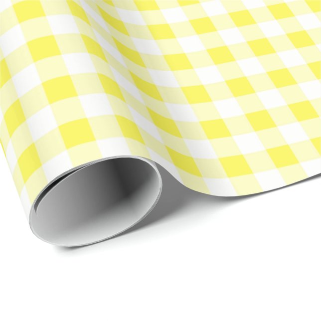 Presente Papel de embrulho, Xadrez amarelo (Ponta do rolo)