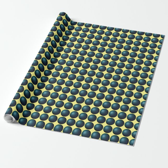 Presente Papel de empacotamento Amarelo Traseira Preta Bola (Desenrolado)