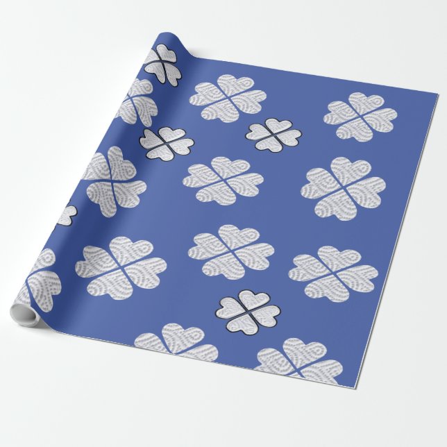 Presente Papel de empacotamento branco e azul (Desenrolado)