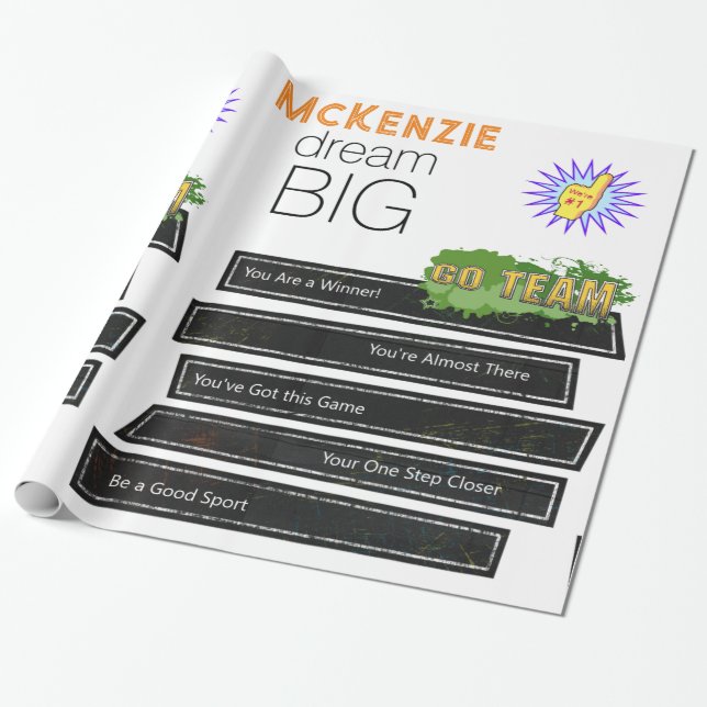 Presente Papel de empacotamento brilhante Conquista Esporti (Desenrolado)